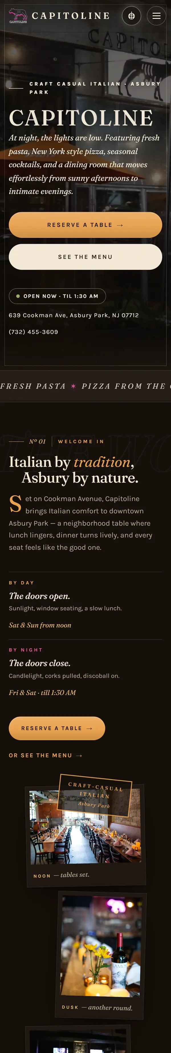 The Capitoline website on a phone